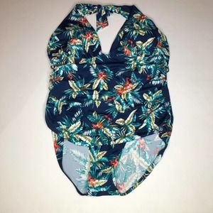 Hilor Swimsuit Floral Blue One Piece, New, 18W
